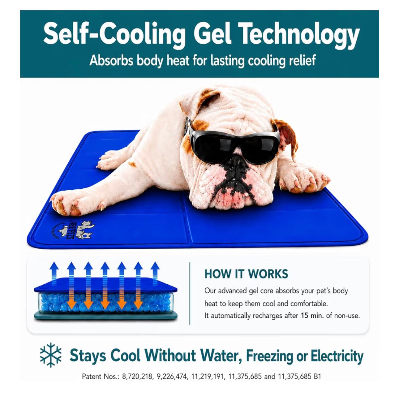 Arf Pets Cooling Mat for Dogs - Gel Self-Cooling Pad