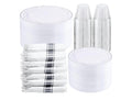 Wellife 350-Piece Silver Plastic Dinnerware Set. Disposable 10.25” dinner plates, 7.5” dessert plates and 9 oz silver Rim Cups.