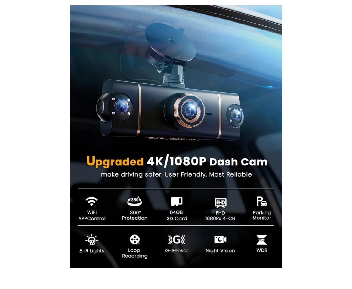 Dash cam front rear inside
