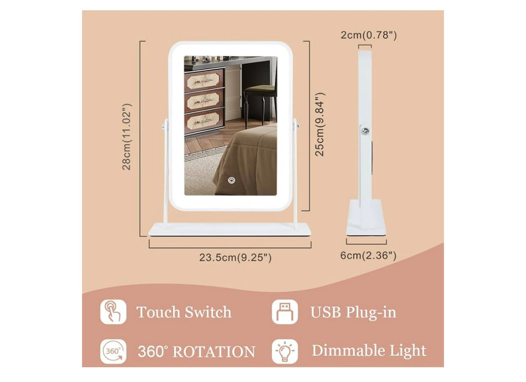 Yekkopt Small Desk Mirror with Lights.