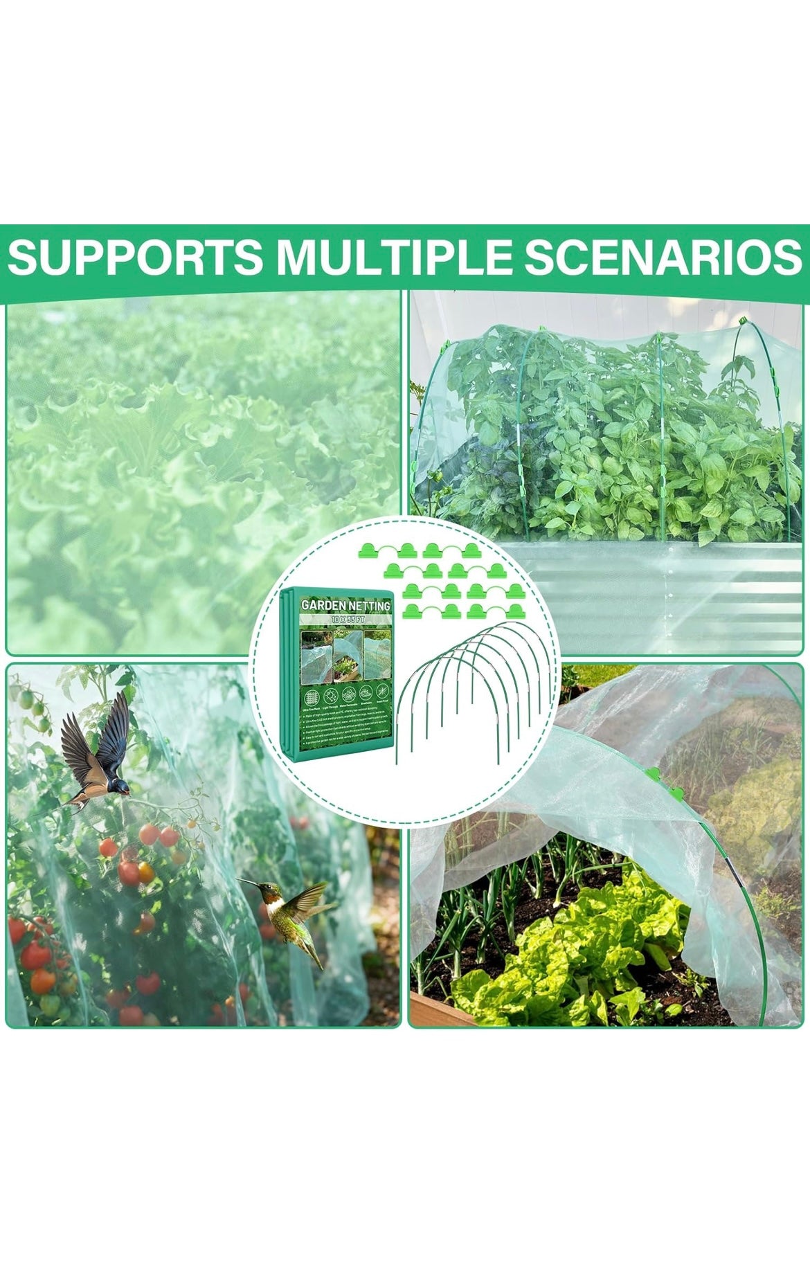Mesh netting kit for garden beds