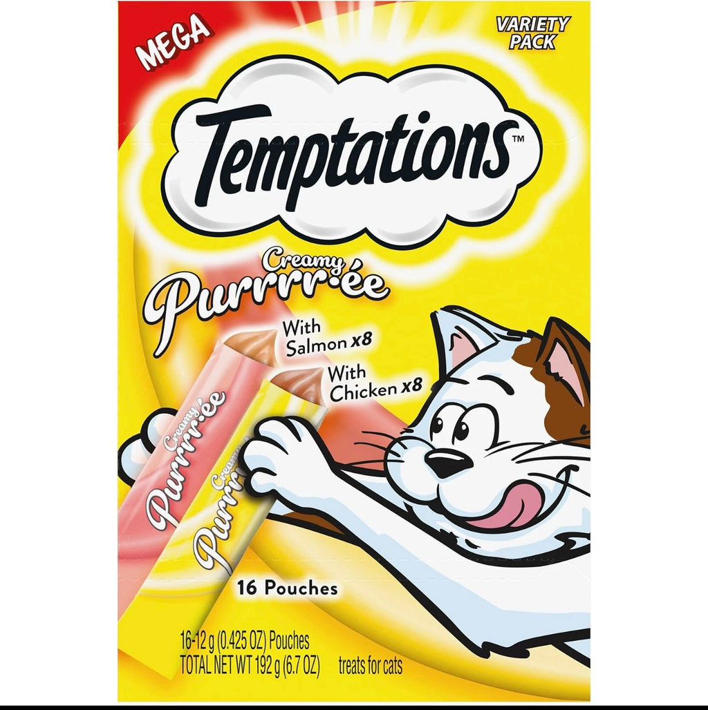 BestBy03/27 Temptations Creamy Puree Cat Treats Chicken & Salmon 16 Pouches