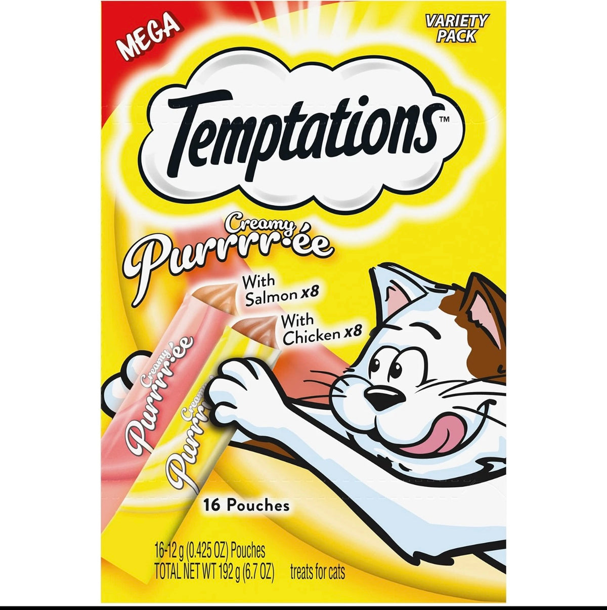 BestBy03/27 Temptations Creamy Puree Cat Treats Chicken & Salmon 16 Pouches