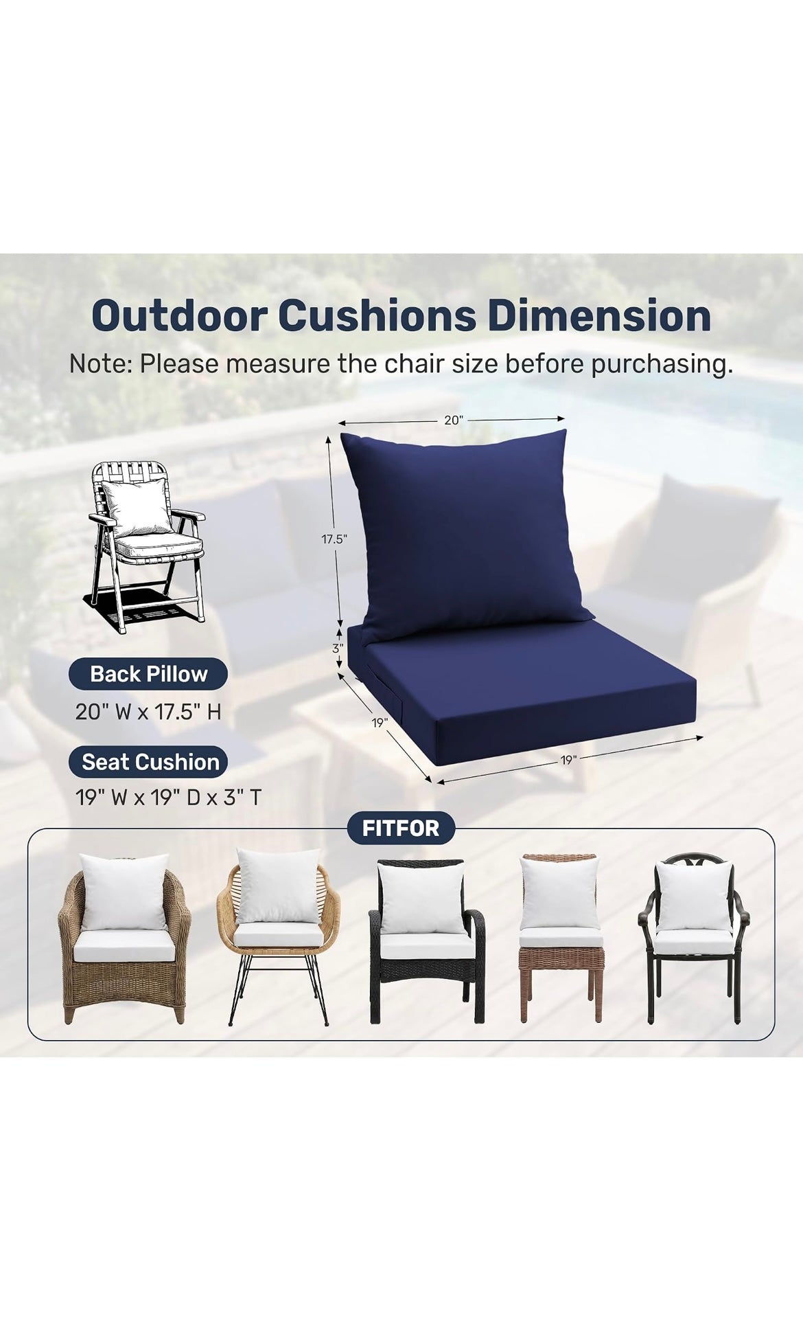Outdoor seat cushion
