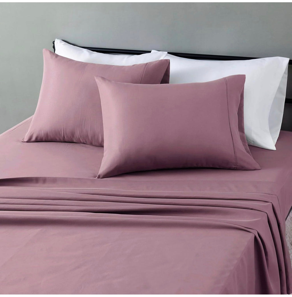 Lightweight Breathable Microfiber 4-Piece Bed Sheet Set, Queen, Rose, Solid
