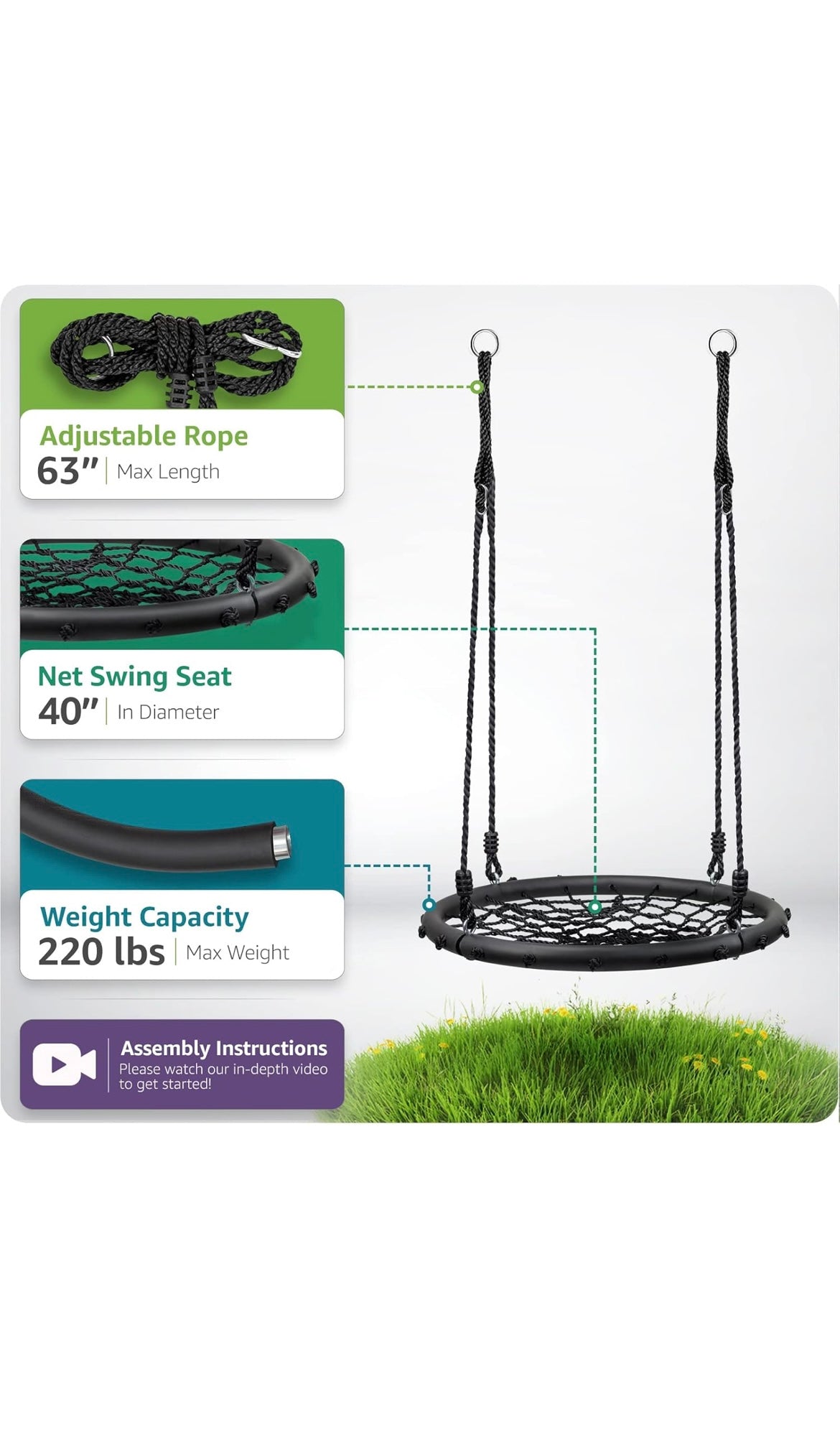 Tree swing web spinner net swing