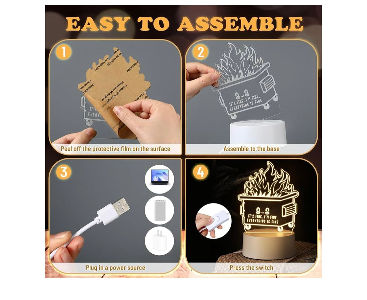 Dumpster fire desk light 12 pcs