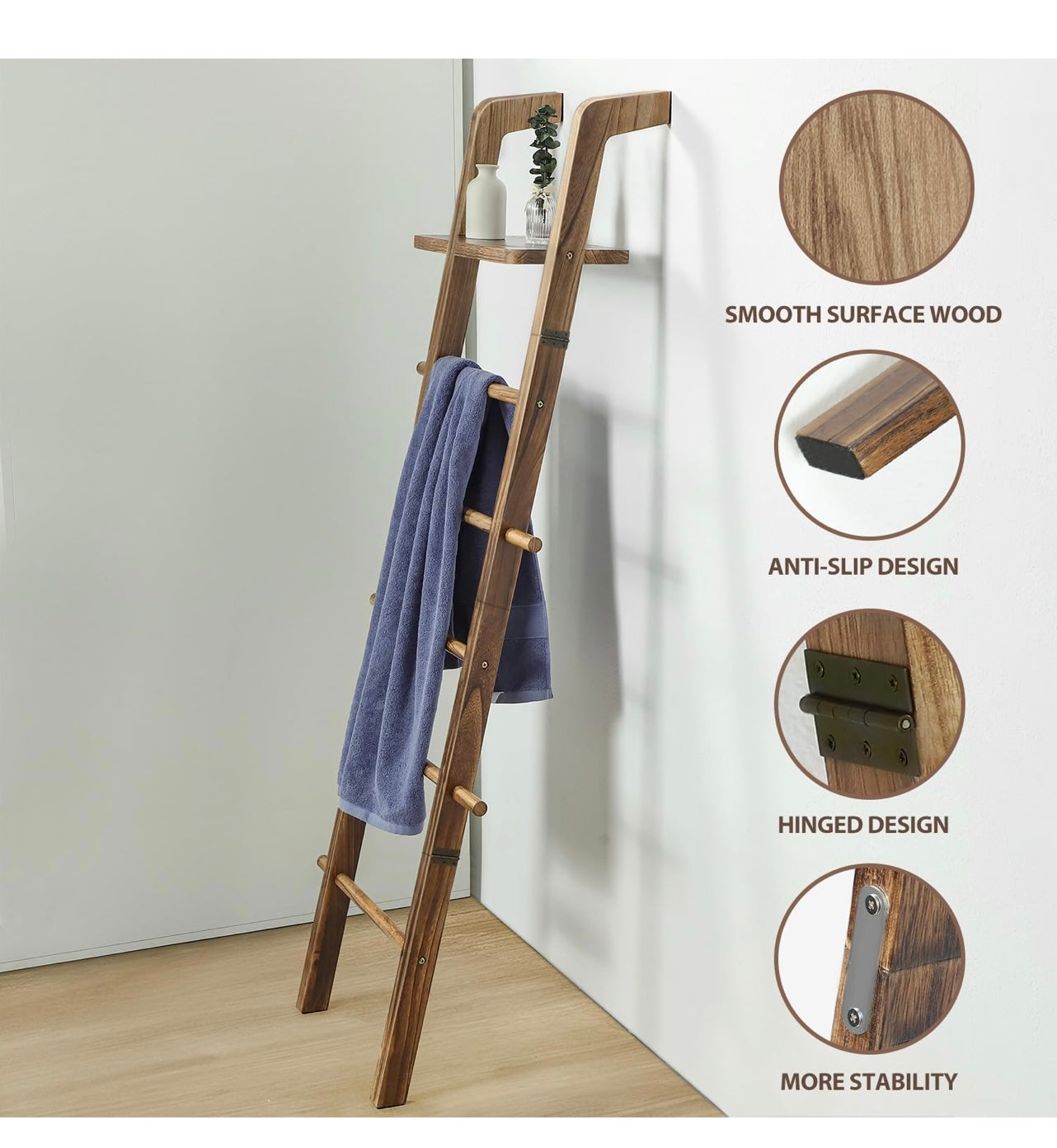 Taozum 5 Tier Farmhouse Blanket Ladder.