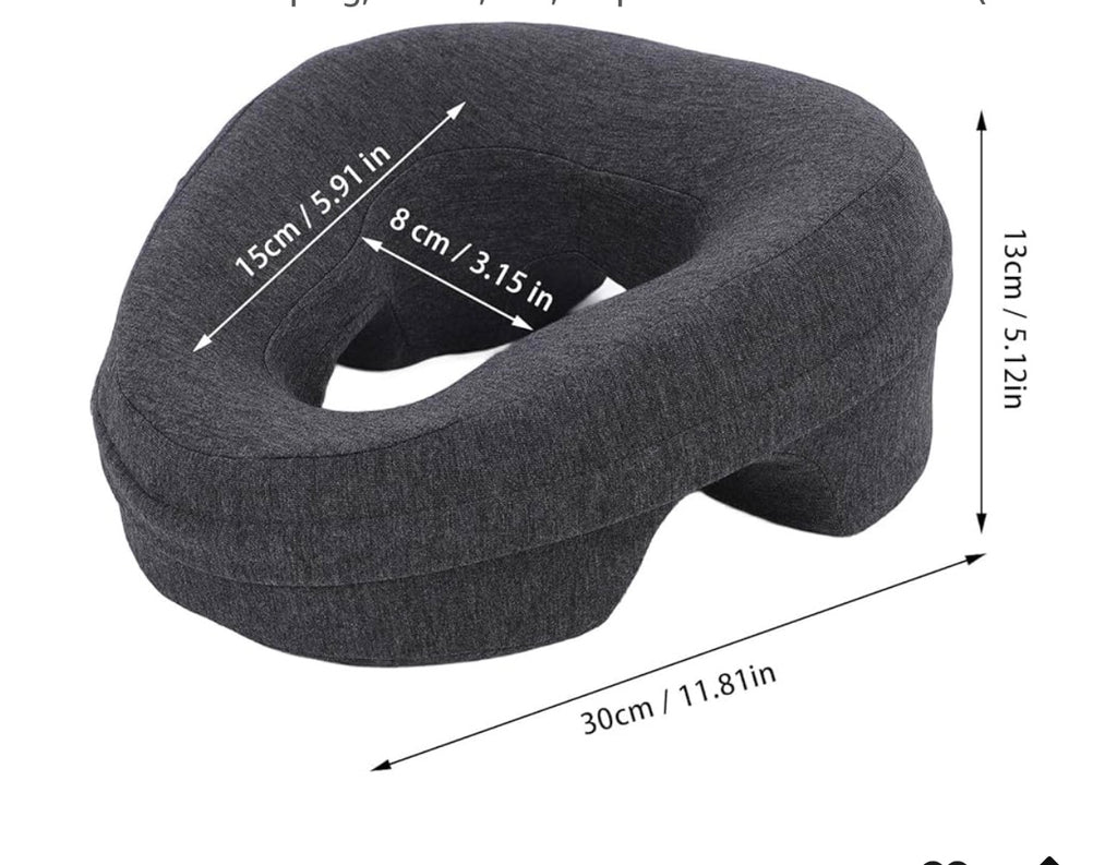 Easy Face Down Pillow, Desk Napping Pillow, Massage Pillow Face Down, Comfortable Breathable Cover, Stowable Pillows for Sleeping, Office, Car, Airport Travel Essentials (Dark