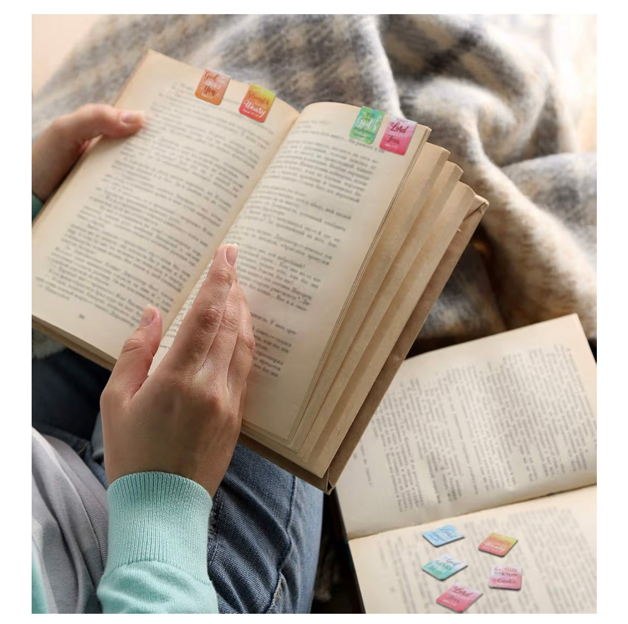 96 Pieces Bible Verse Magnetic Bookmarks 16 Styles Christian Magnet Book Markers Inspirational Motivational Encouraging Magnetic Page Clip for Women Men School Office Supplies