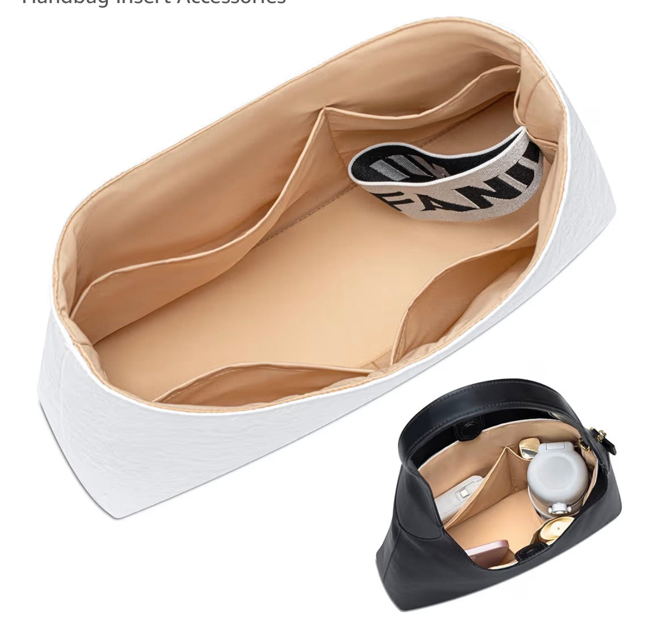 Purse Organizer Insert for Shoulder Bag, Custom Fit Inside Premium Vanile Lightweight Water Resistant Handbag Insert Accessories