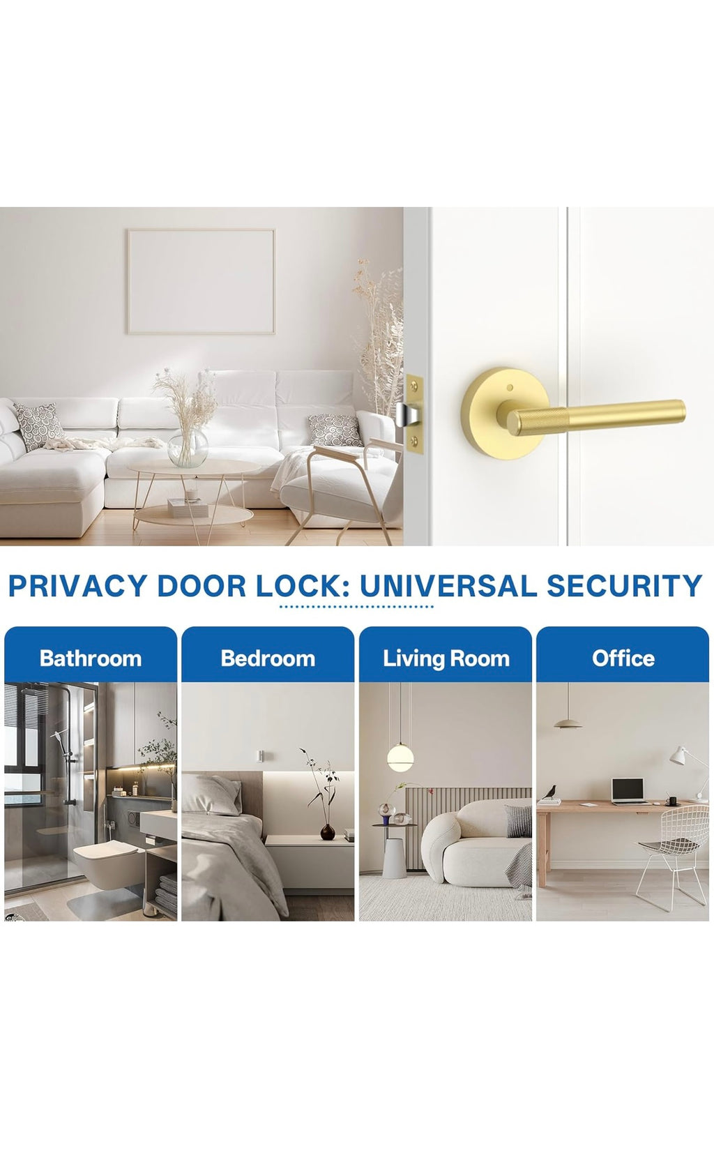 3 pack brushed gold door handles