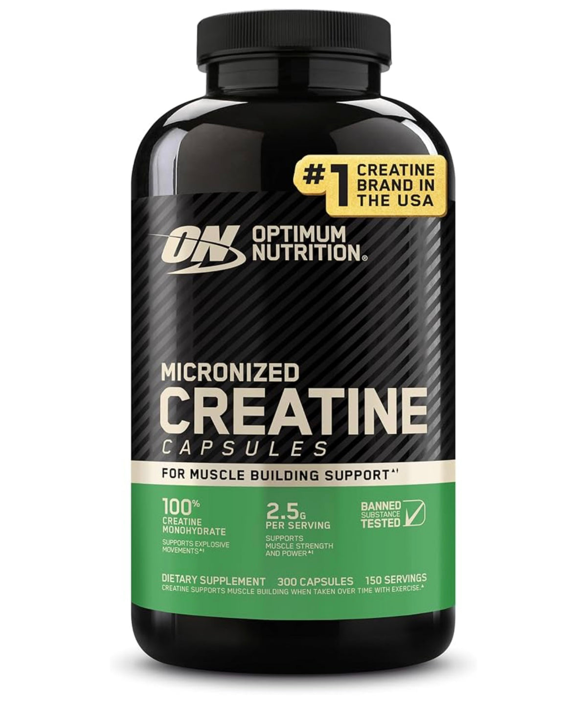 Optimum Nutrition Micronized Creatine Monohydrate Capsules, 300 Ct. Exp 01/2028.