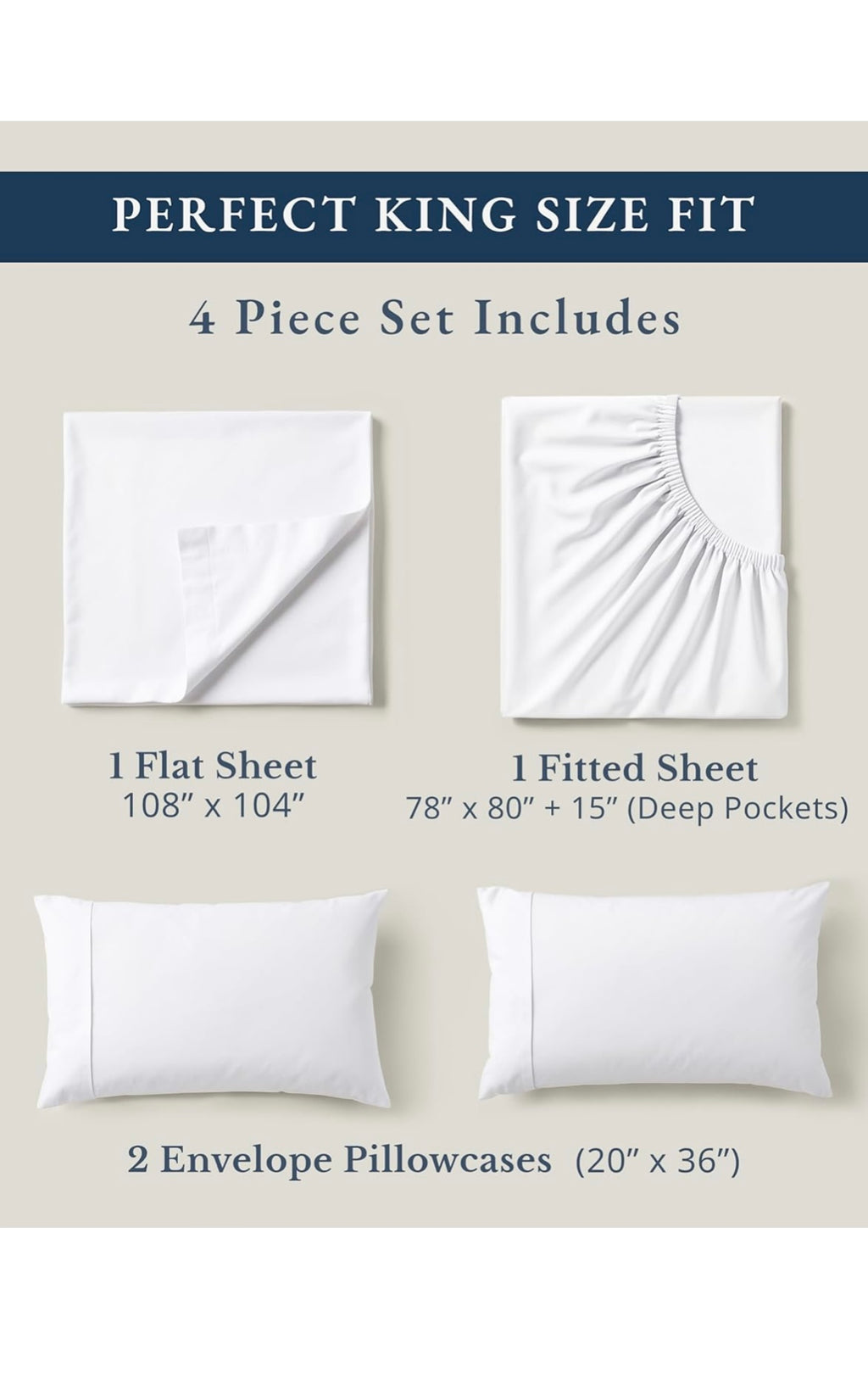 King size sheet set 4 pcs