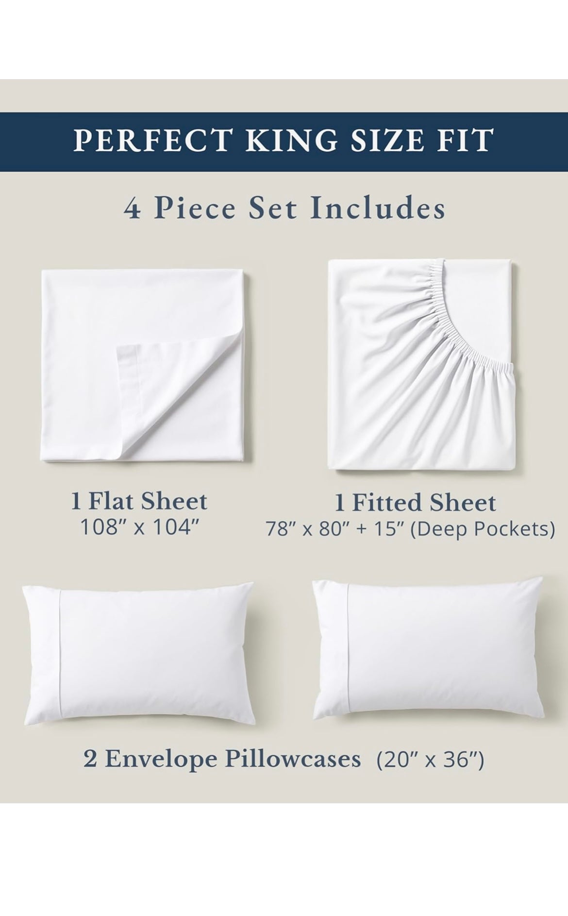 King size sheet set 4 pcs