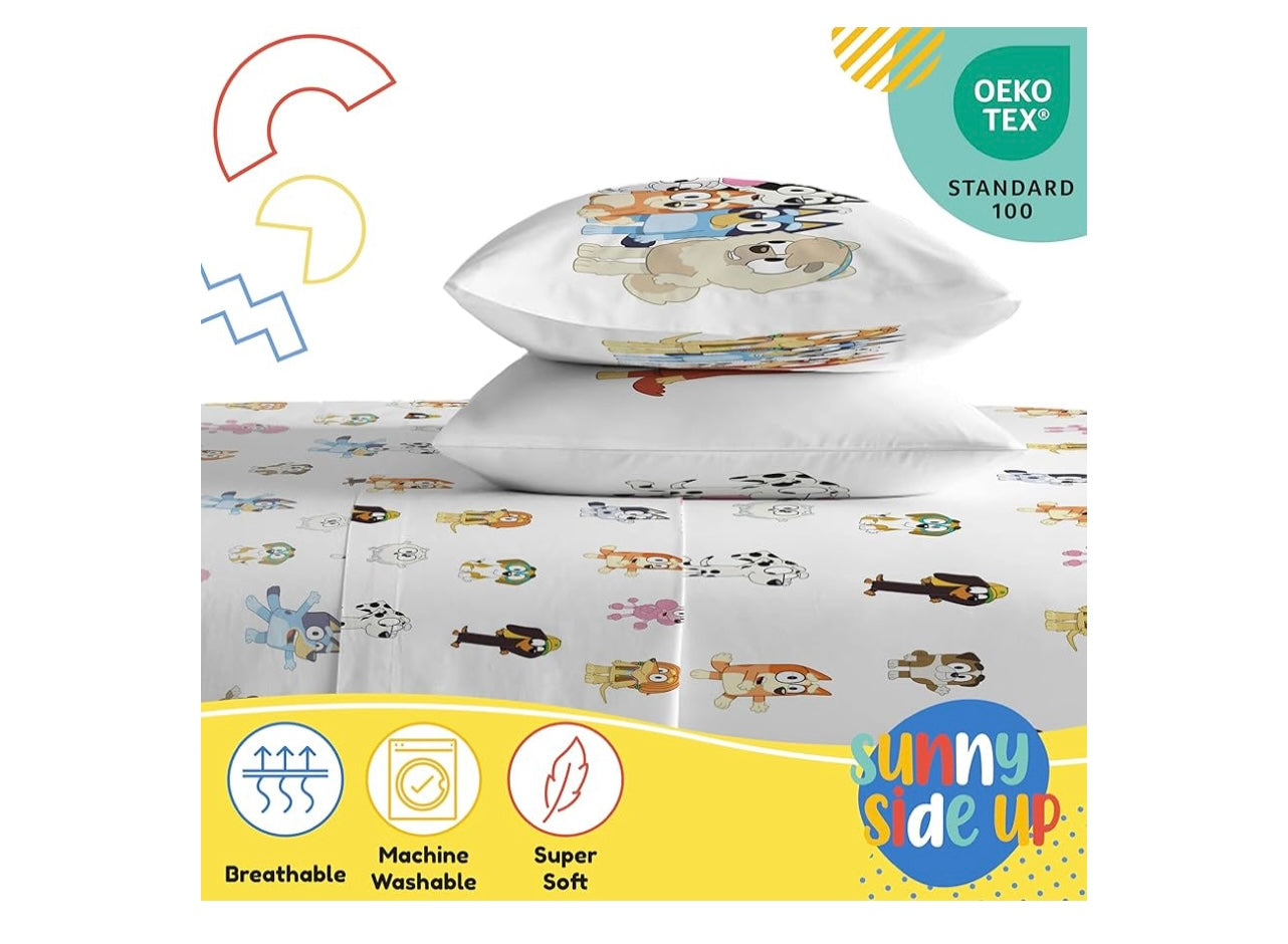 Sunny Side Up Bluey and Friends sheet set