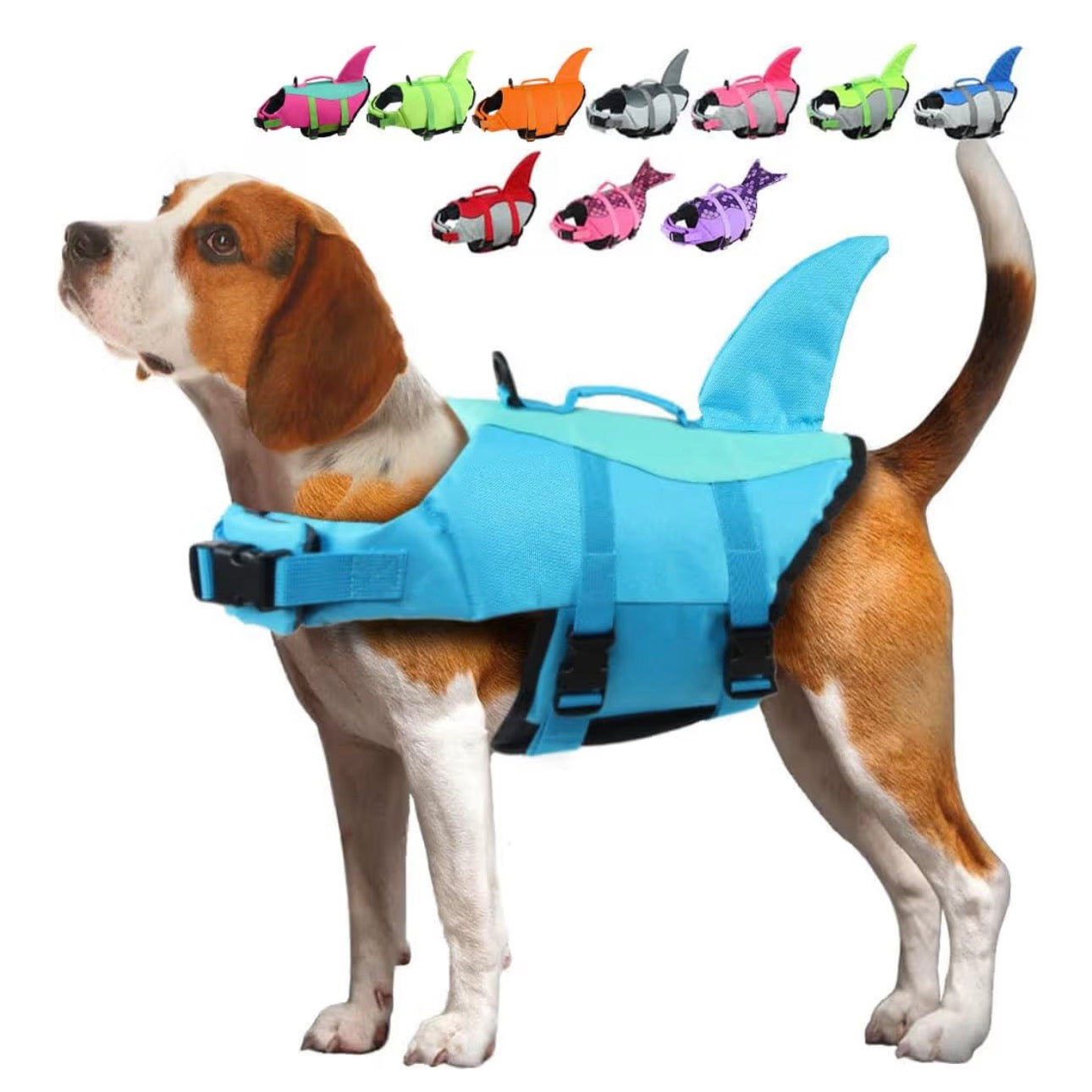 Dog Life Vests, Dogs Floats for Swimming, Boat, Pool, Ripstop Dog Life Jacket with High Buoyancy and Lift Handle for Small and Medium Breeds, (M,Pool Blue)