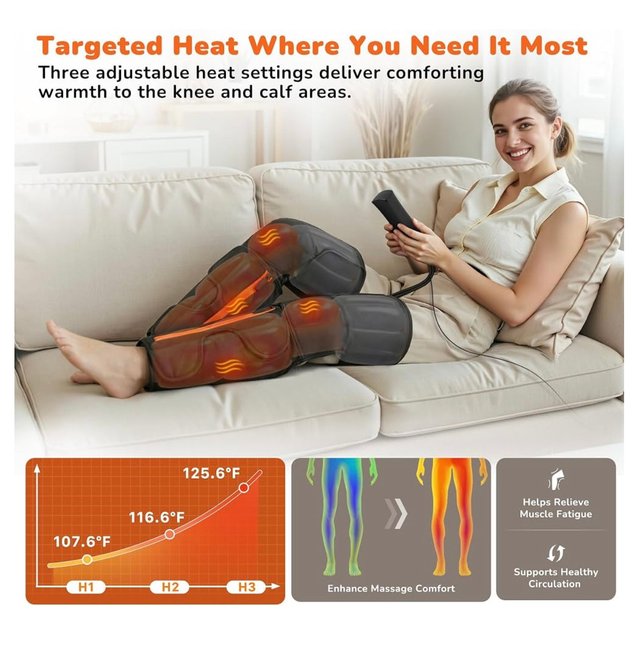 JzBrain Air Compression Leg Massager For Thigh and Calf.