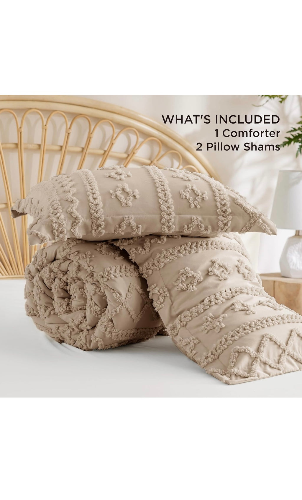 Bedsure tufted boho comforter set king size