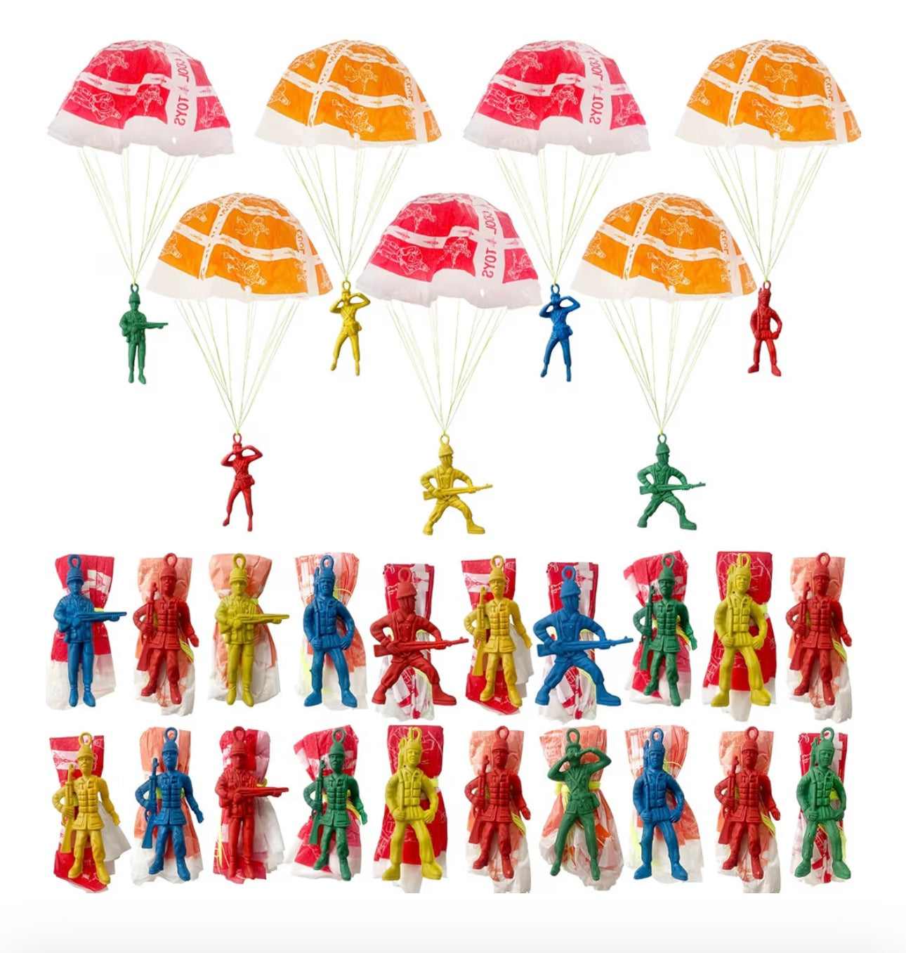 50 PCS Parachute Toy,Mini Paratroopers Army Parachute Flying Throwing Outside Toys,Tangle Free Throwing Toy Parachute for Toddlers,Party Favors