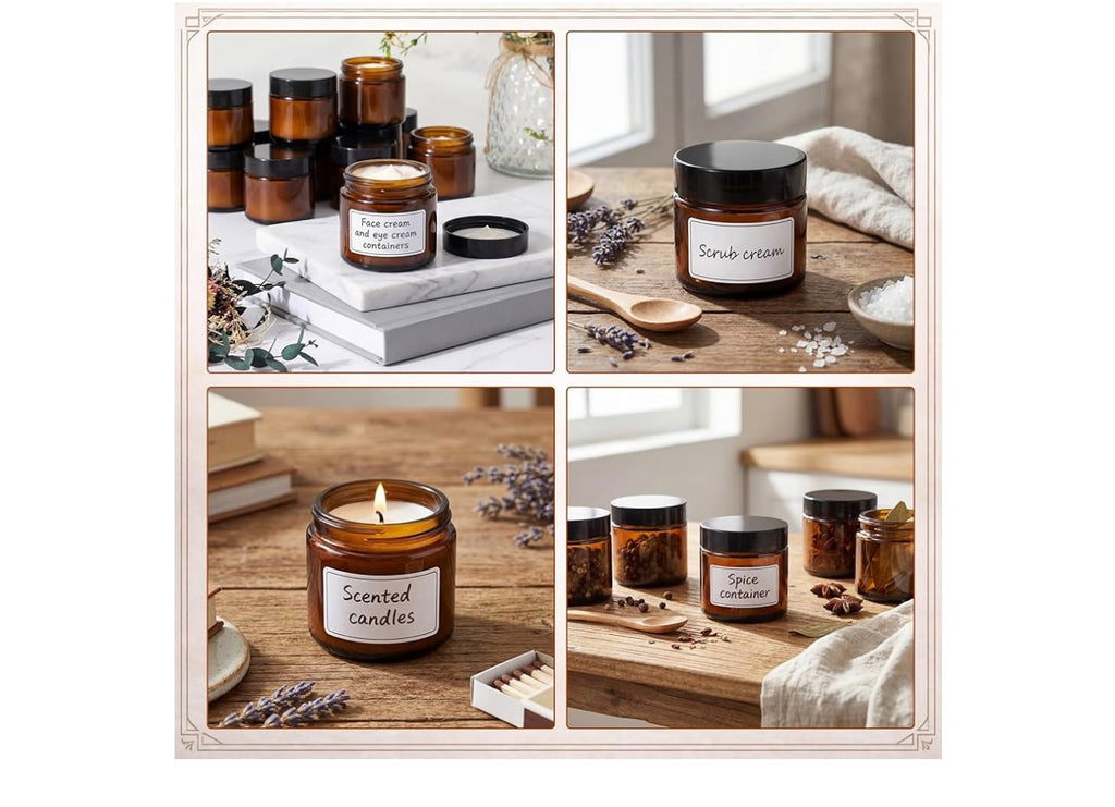 Acellegic 48pcs Amber Glass jars and Dropper Bottles.