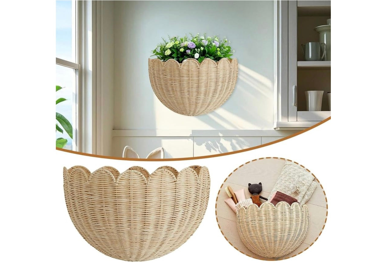 Scalloped Wicker Wall Baskets.