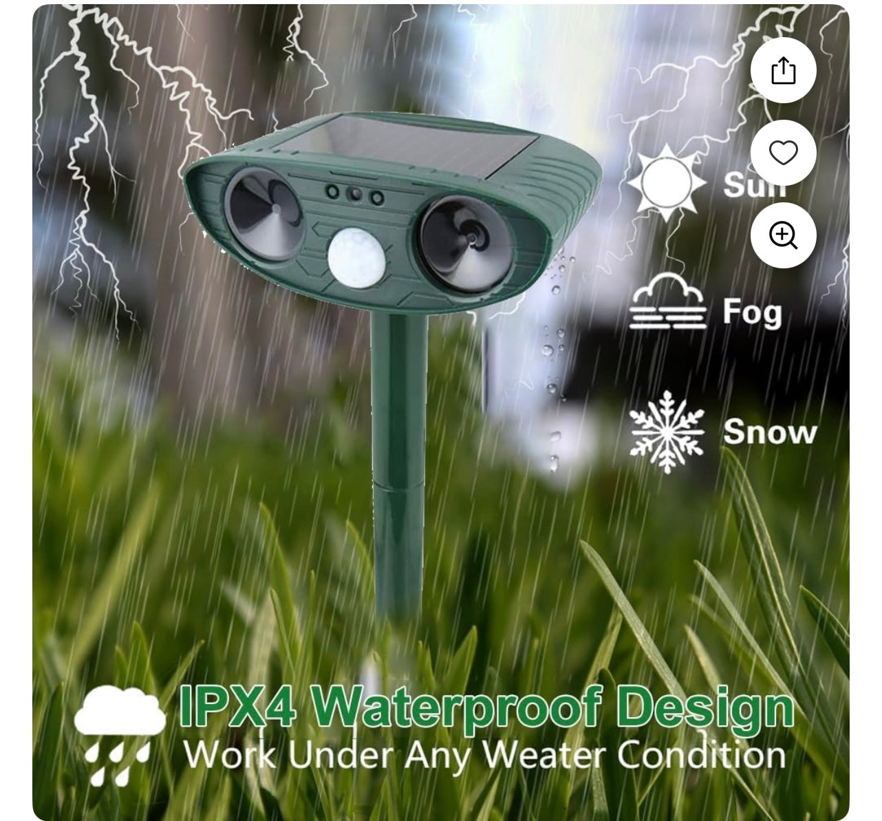 Solar Powered Motion Activated Animal Repeller.