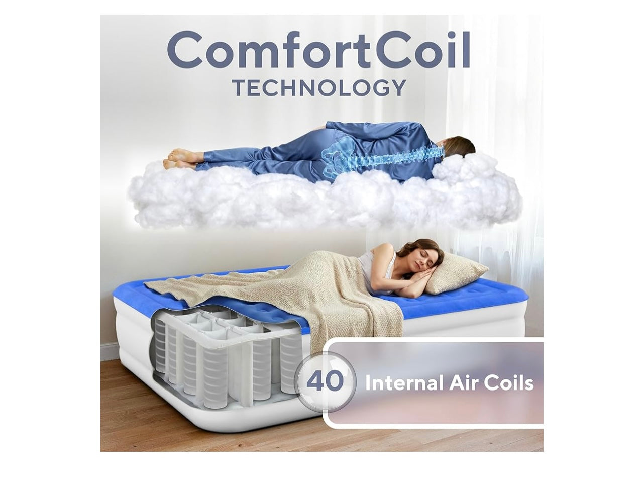Sound Asleep Dream Series Air Mattress, Queen Size. Black.