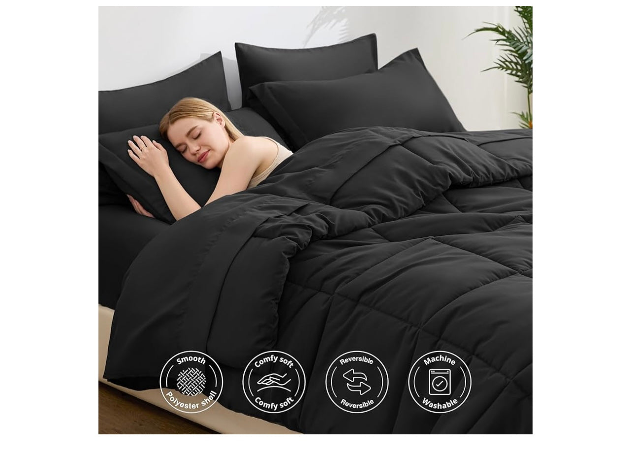 Loves Cabin Black Queen Comforter set.