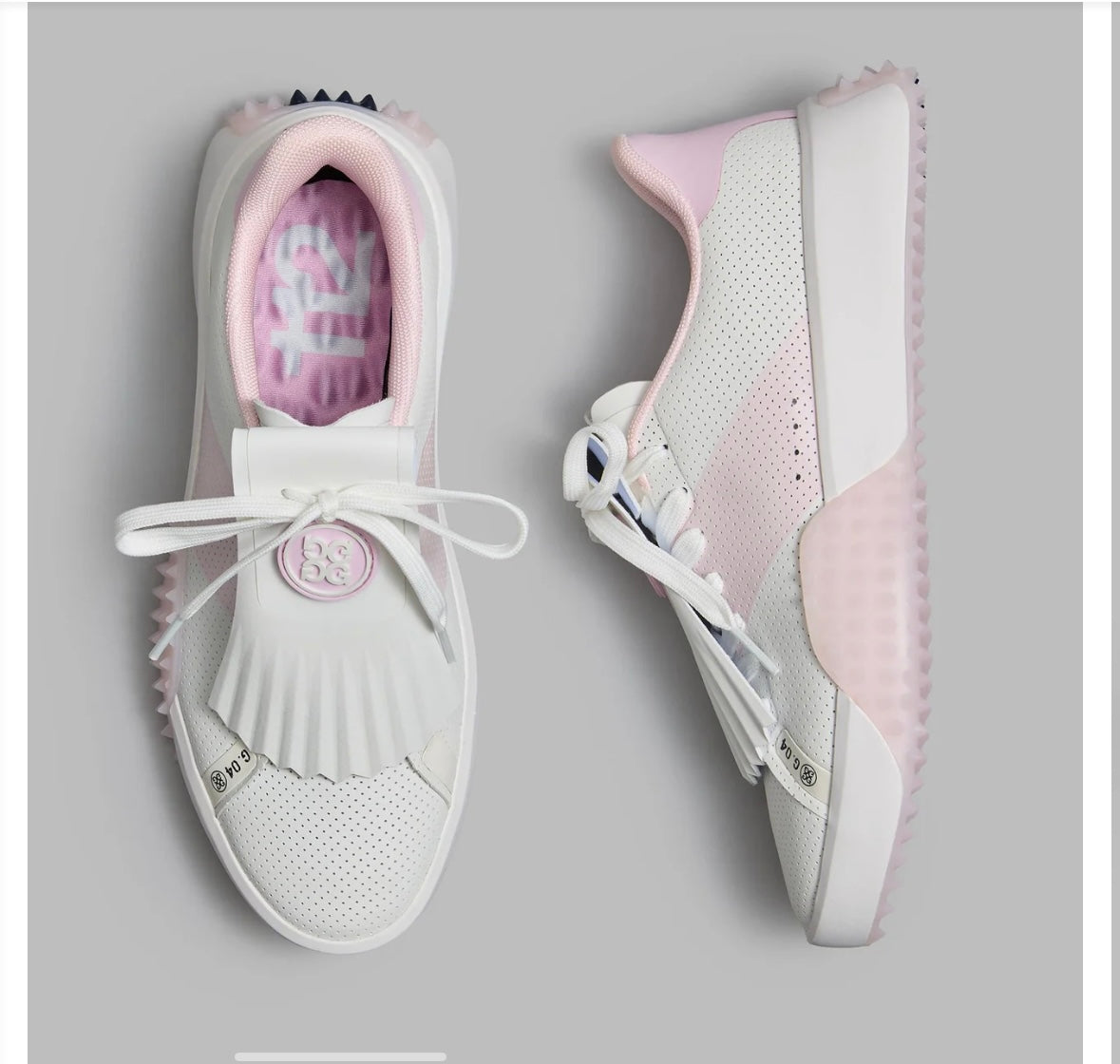 G/FORE PERFORATED KILTIE G.112 LADIES GOLF SHOES SNOW/BLUSH. Size 6.5