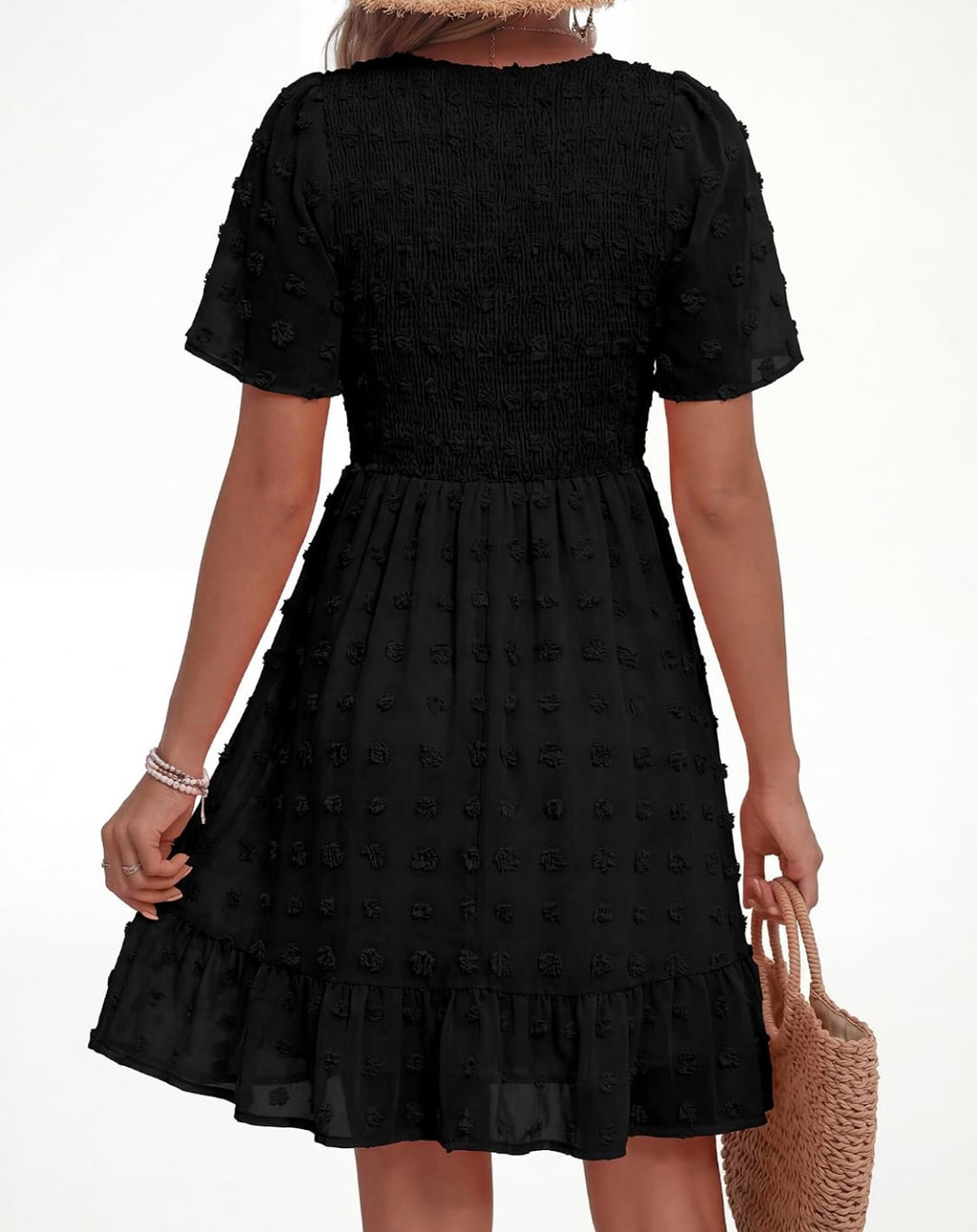 Women's Swiss Dot Mini Boho Vacation Dresses