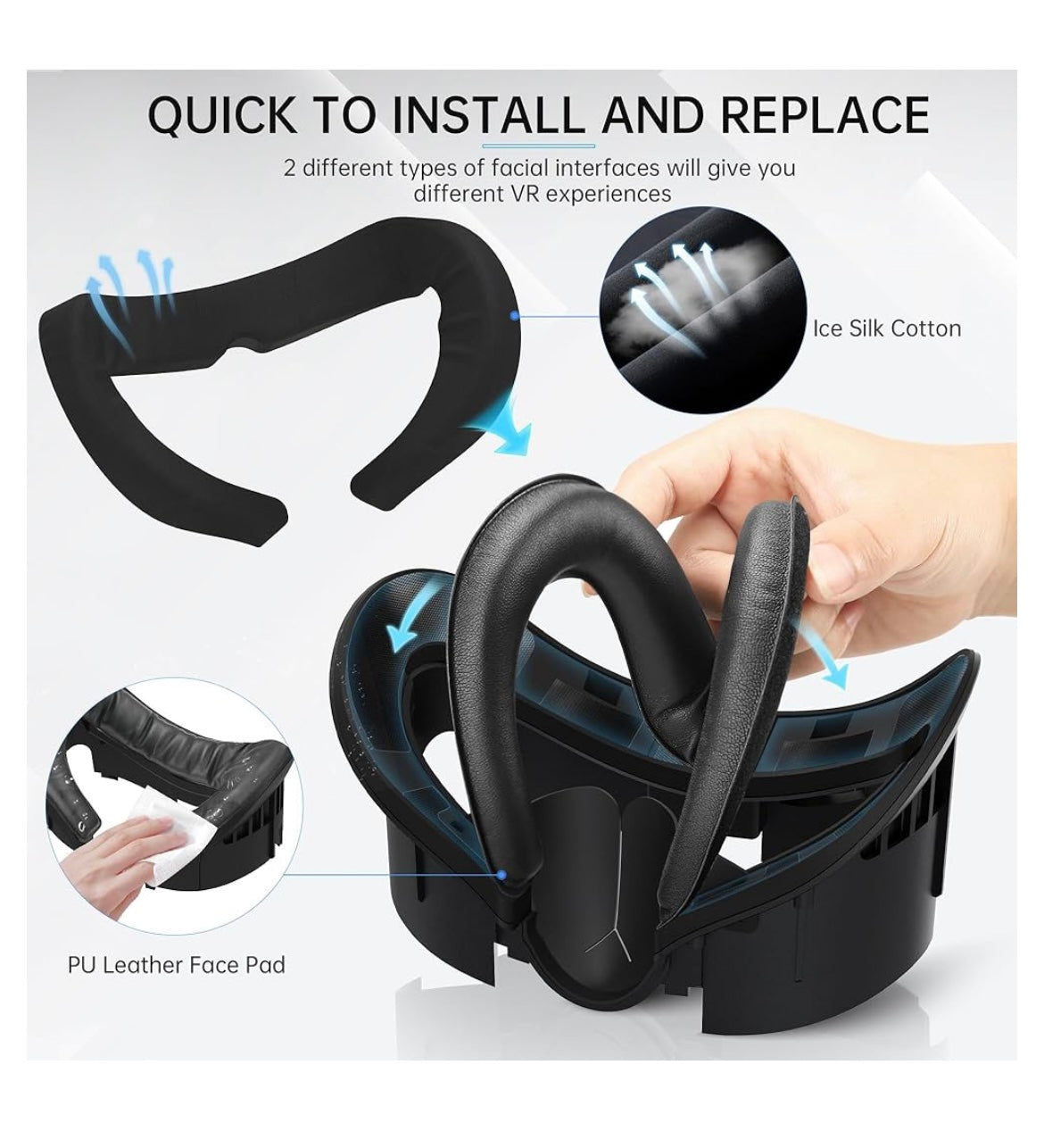 Face cover pad with cooling fan for meta quest 3