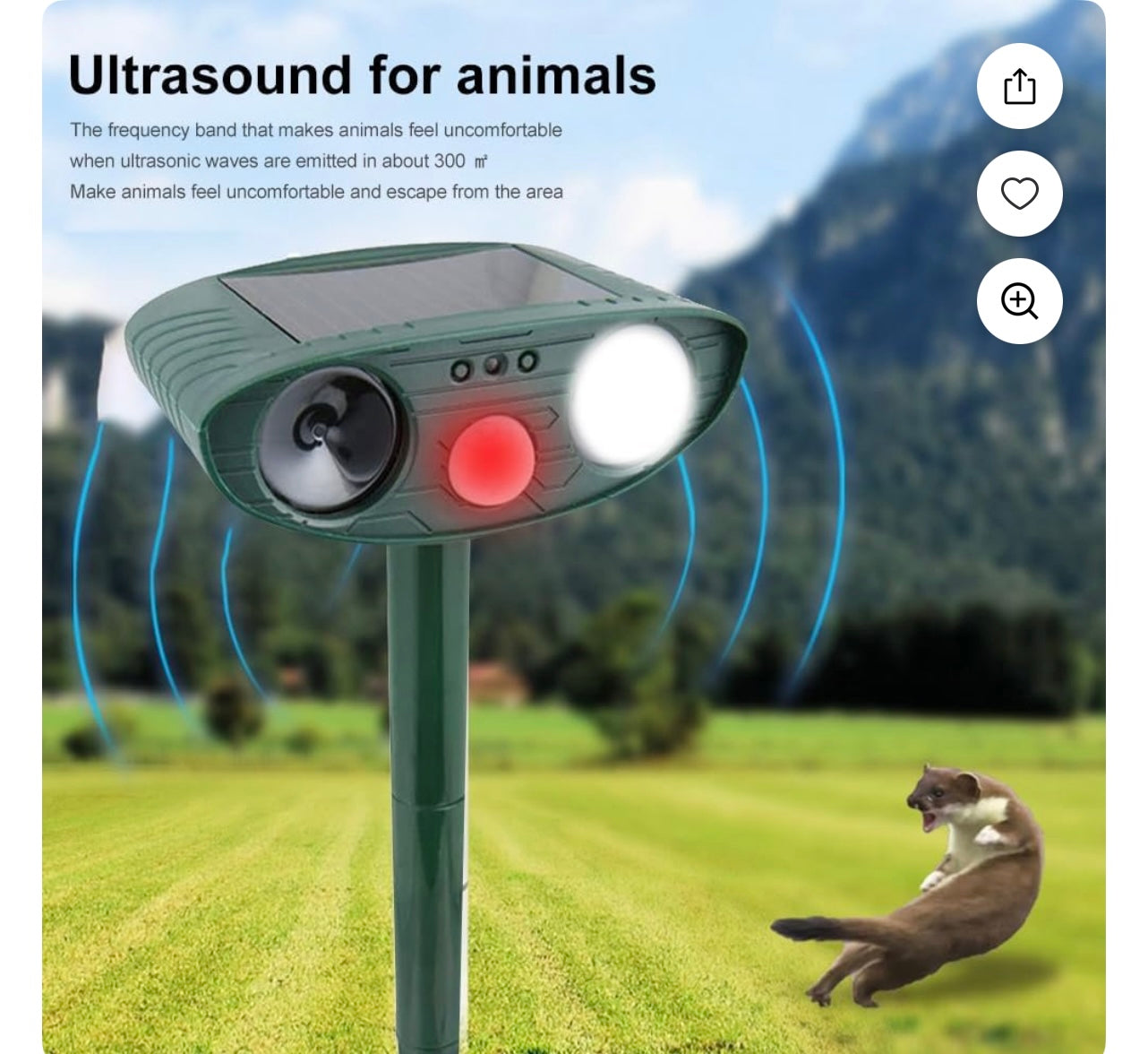 Solar Powered Motion Activated Animal Repeller.