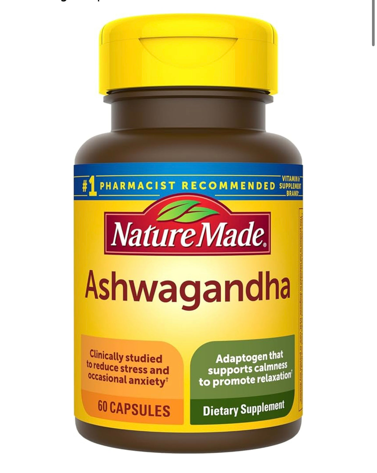 Nature Made Ashwagandha Capsules 125mg for Stress Support, 60 Capsules. Exp February 2027.