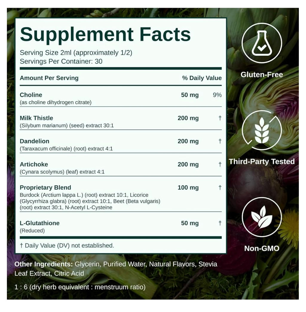 Liver Support Drops with Milk Thistle, NAC & Dandelion | 2 fl oz.