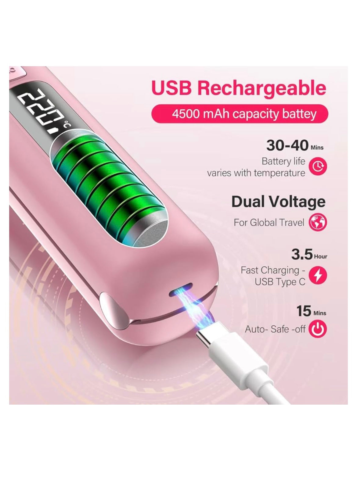Cordless hair straightener and curler