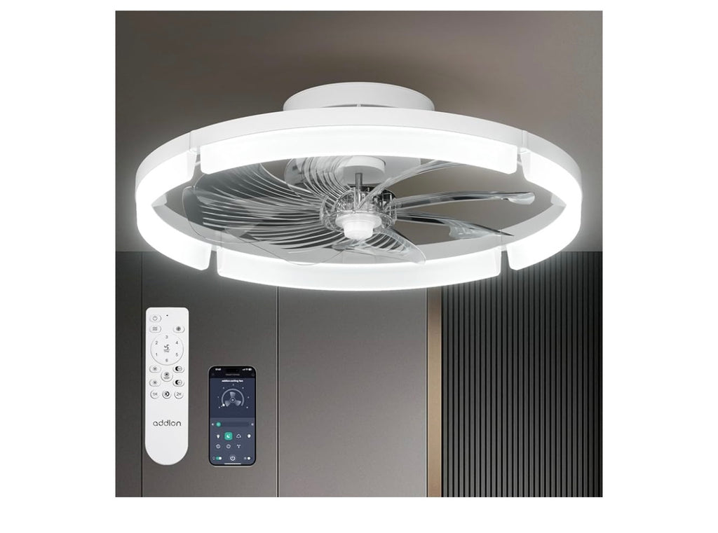 Addlon Modern Flush Mount Ceiling fan with light.