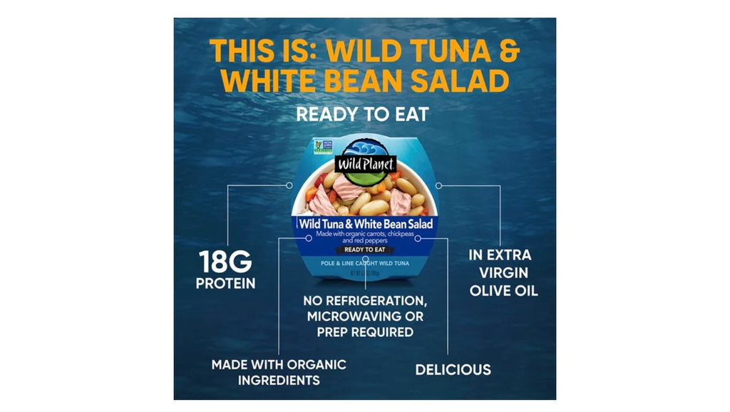 Wild Planet Wild Tuna & White Bean Salad. 4 Pack Best By 07/2027.