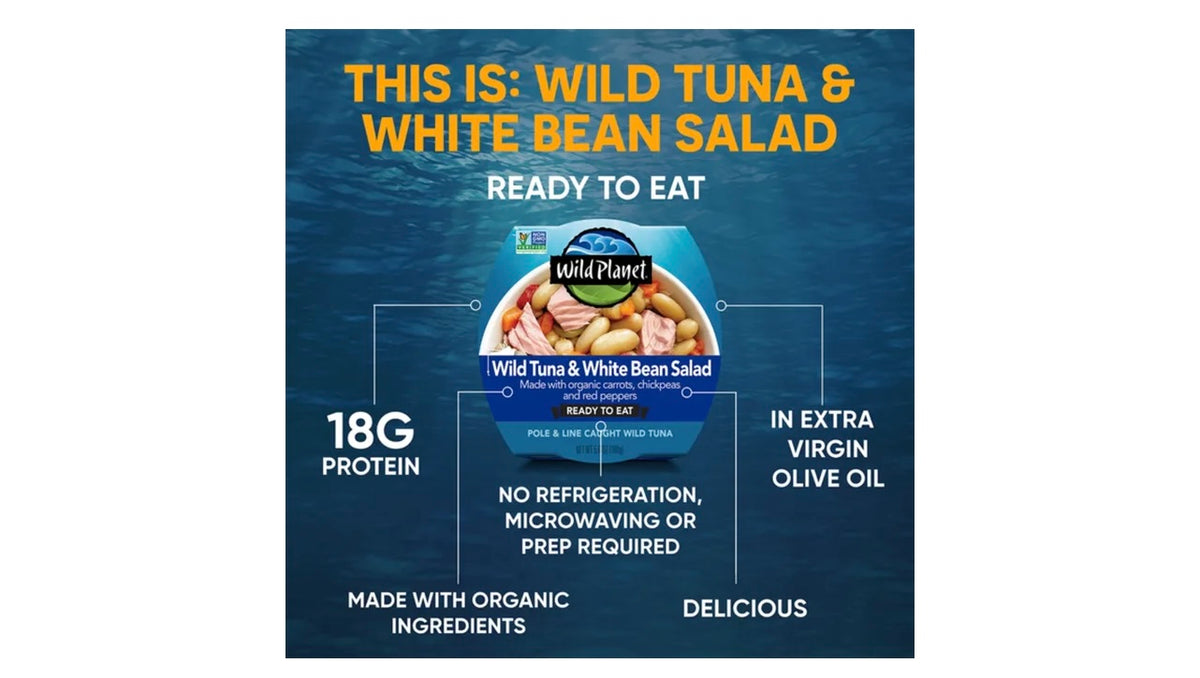 Wild Planet Wild Tuna & White Bean Salad. 4 Pack Best By 07/2027.