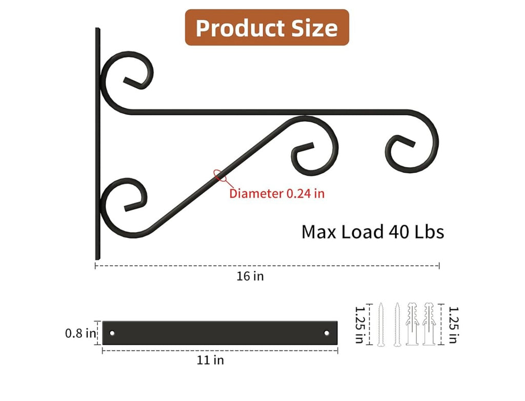 Proworx 16inch Metal Hanging Plant Bracket.