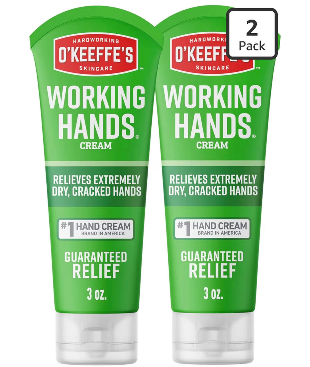 O'Keeffe's Working Hands Hand Cream for Extreme Dryness - 3 oz Tube (2 Pack) - Repairing Skincare for Cracked, Dry Hands