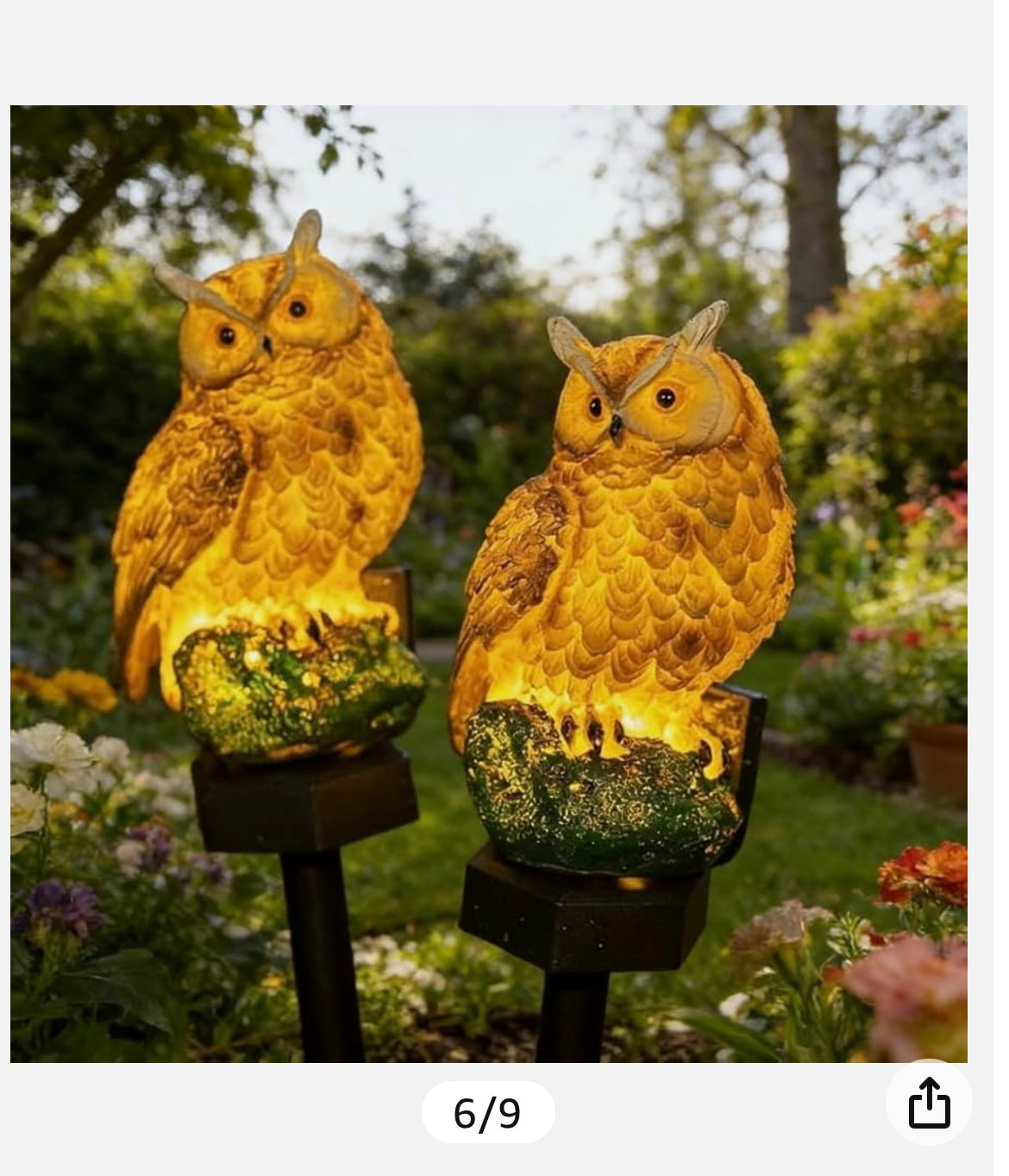 Solar owl garden light