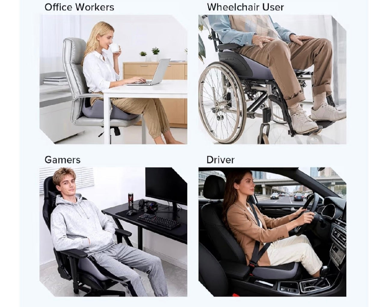 Office Chair Cushion, Large Breathable Ergonomic Seat Cushion