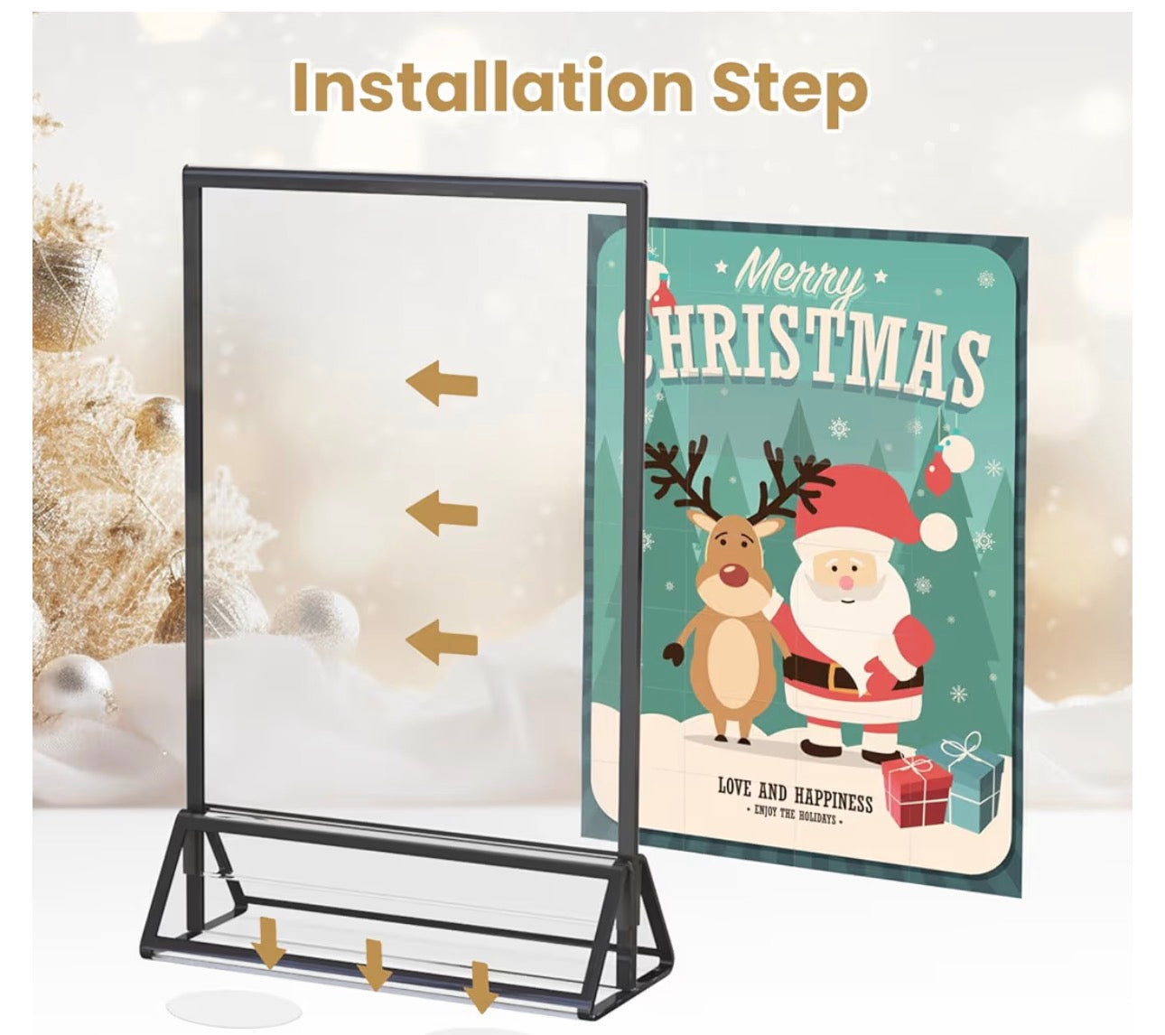 Acrylic Sign Holder 8.5X11 Black Picture Frame Double-Sided Acrylic Frames for Wedding Table Numbers Photo Frames Flyers Menu with Removable Sticky Dots-6 Pack