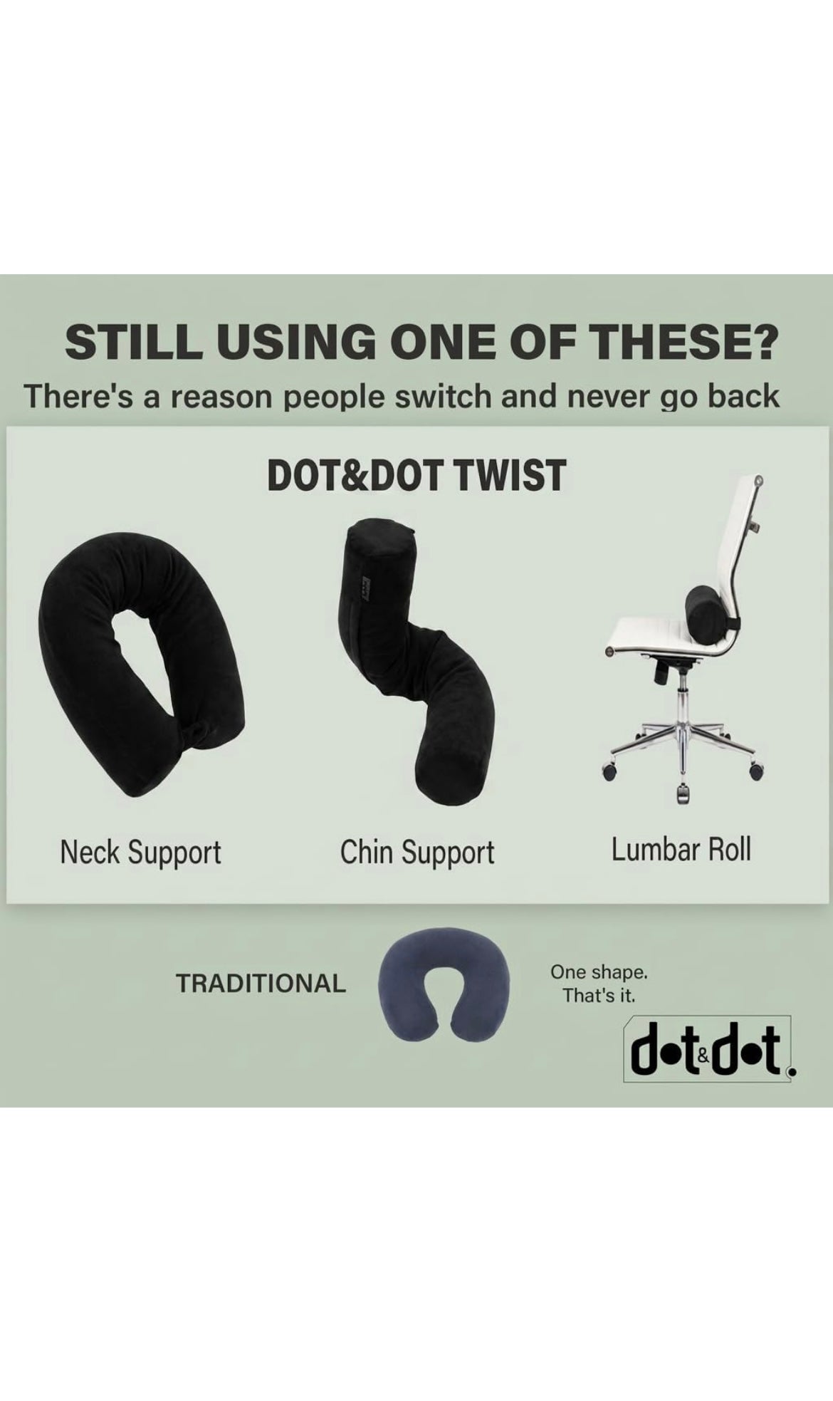 Dot&dot twist memory foam travel pillow