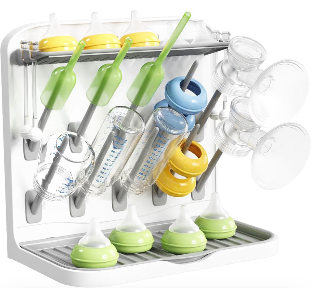 Lifewit Baby Bottle Drying Rack with 10 Hooks, Newborn Essentials Must Haves, Countertop Holder Organizer for Baby Stuff, Rack Dryer for Pacifiers, Weighted Straws, Pump Parts