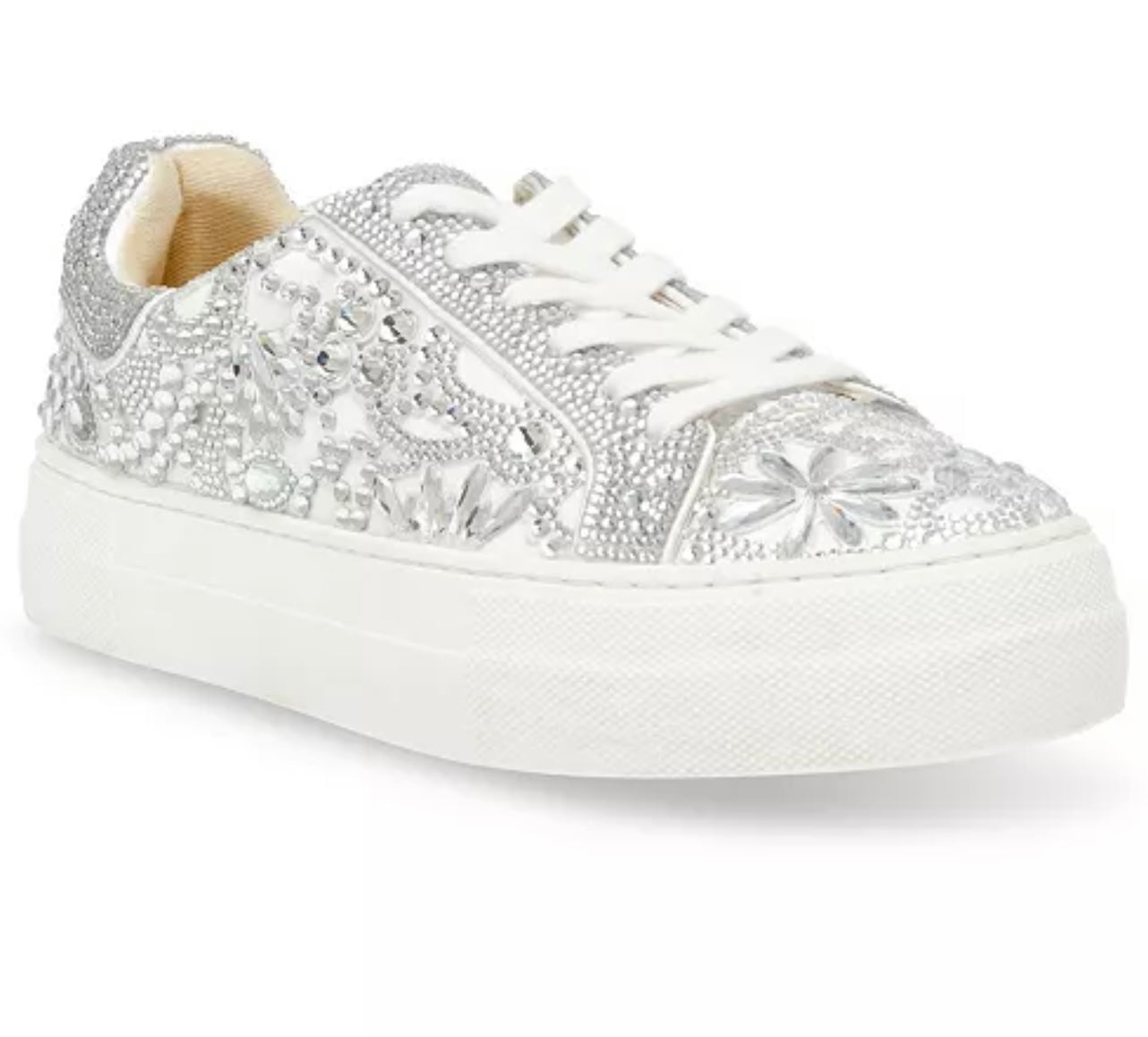 Betsey Johnson Women's Reily Rhinestone Lace-Up Sneakers. Size 9.5