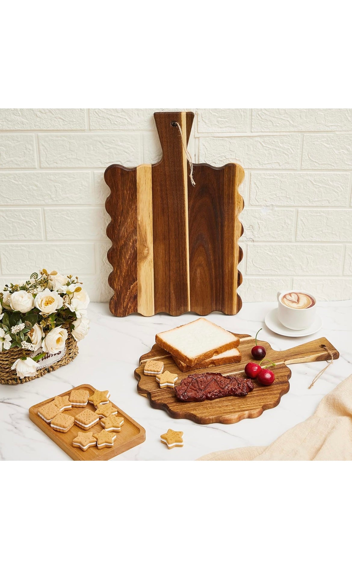 Novabright 2 pcs acacia wood cutting boards