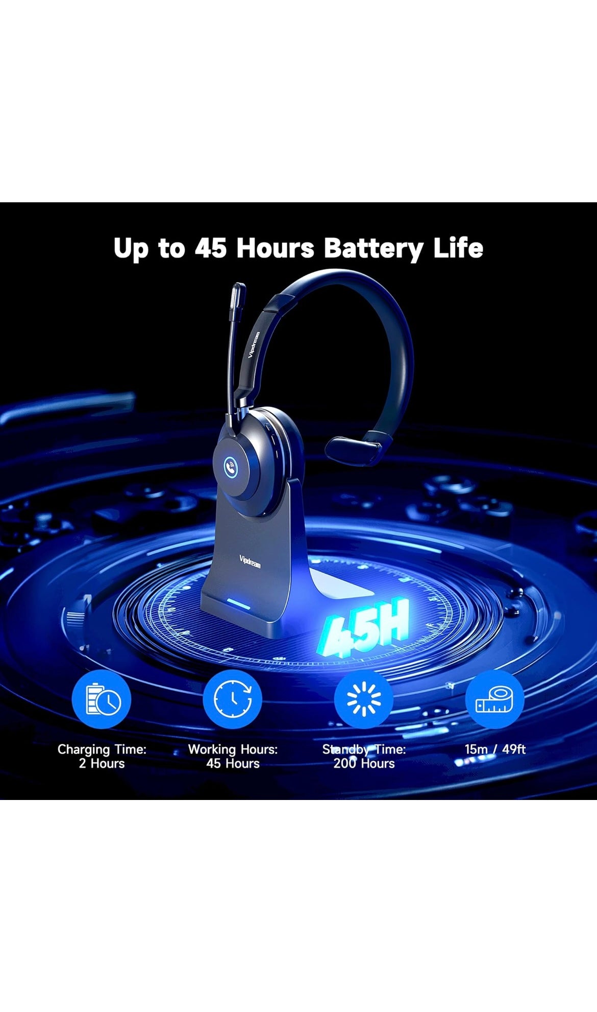 Wireless headset with microphone