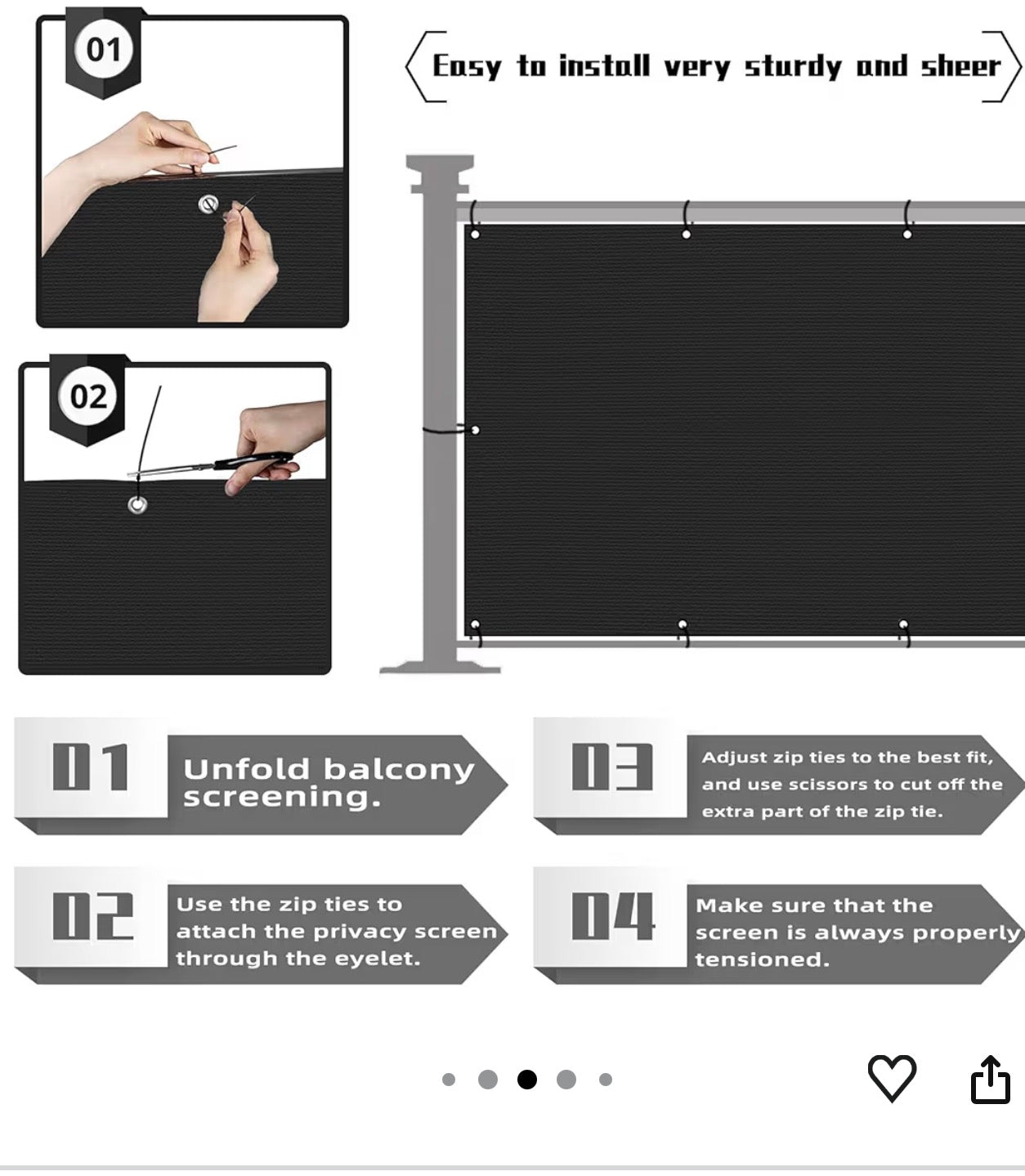 Black Balcony Privacy Screen 3’x20’